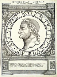 Flavius Vespasianus, Illustration aus Imperatorum romanorum omnium orientalium et occidentalium verissimae imagines ex antiquis numismatis